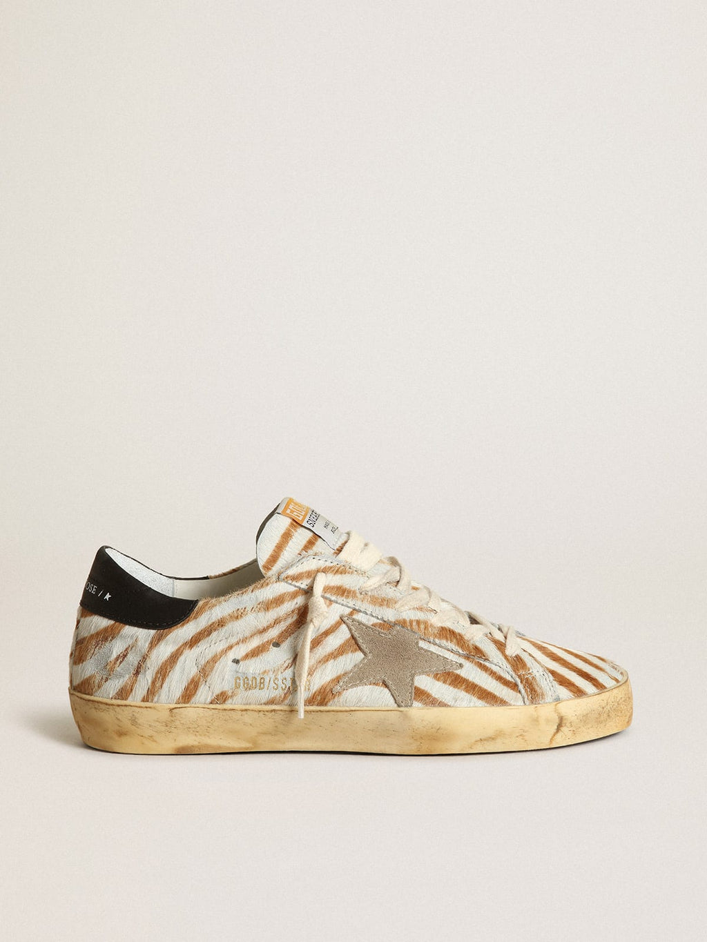 Sneaker Super-Star donna in cavallino zebrato con stella in suede color tortora