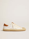 Super-Star Uomo LTD in canvas con stella in pelle bianca e punta in rafia