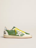 Ball Star LTD in green nappa leather with white suede star and metallic silver leather heel tab