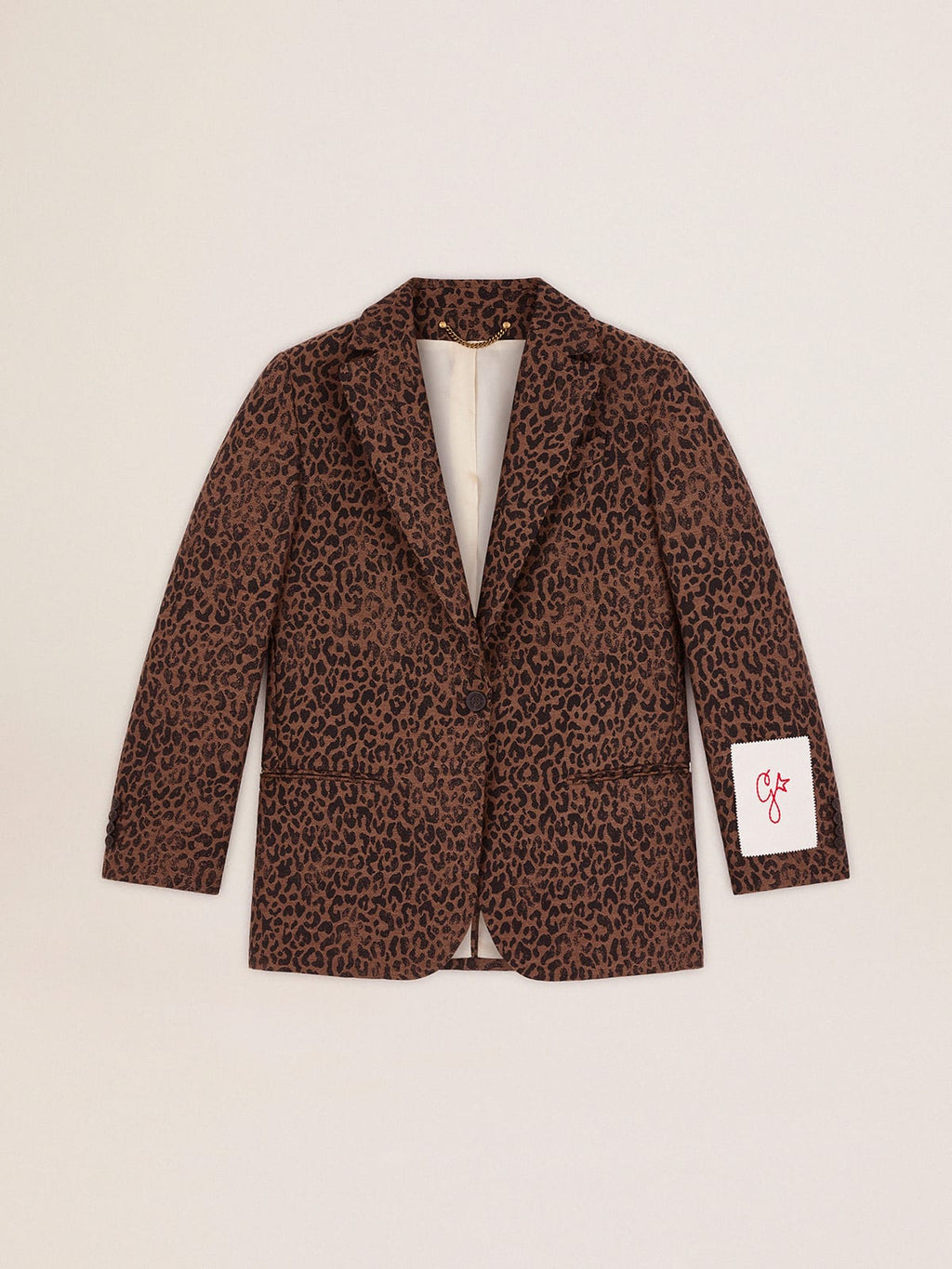Blazer monopetto Tom Boy Collezione Golden in lana con motivo animalier jacquard