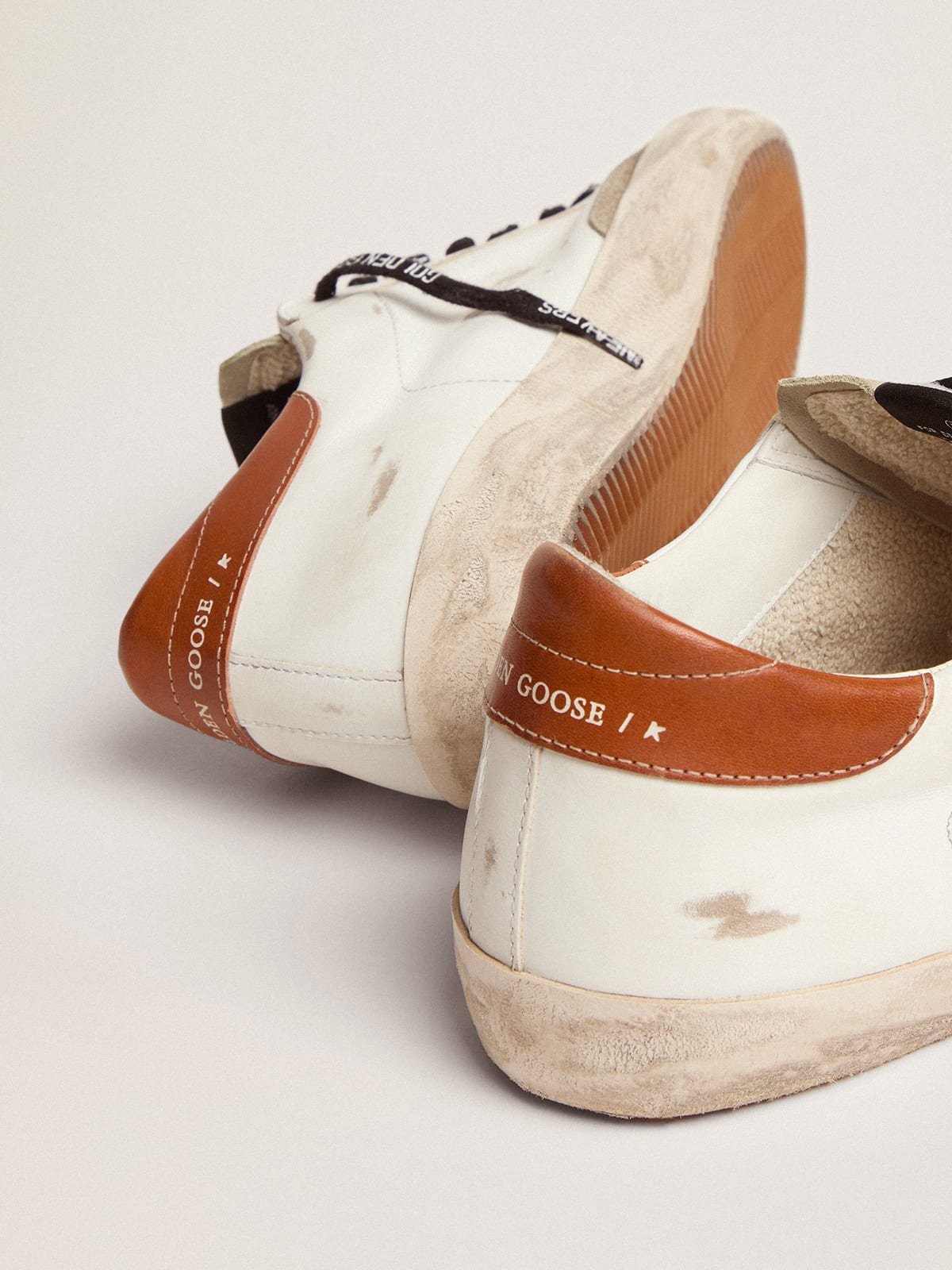 Sneaker Super-Star LTD con stella in canvas color verde oliva e talloncino in pelle color cuoio
