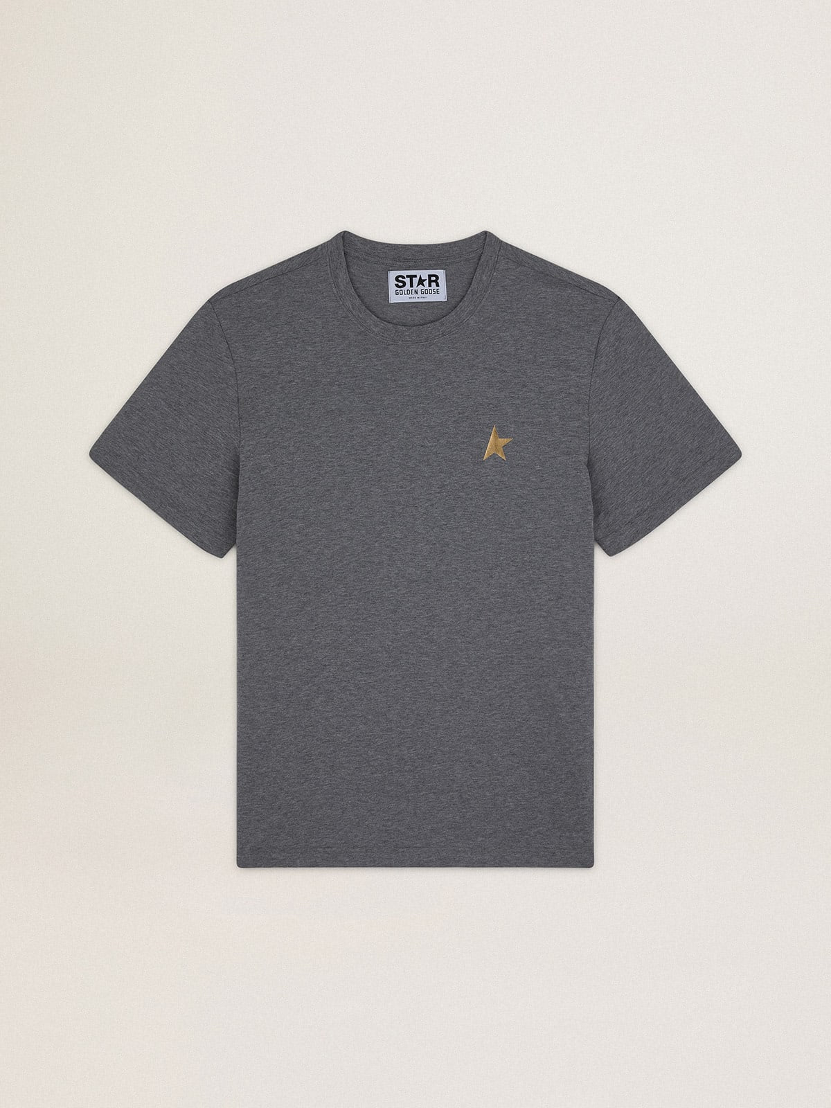 T-shirt Collezione Star di colore grigio mélange con stella color oro a contrasto sul davanti