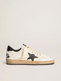 Sneaker Ball Star Uomo in nappa bianca con stella e talloncino in pelle nera