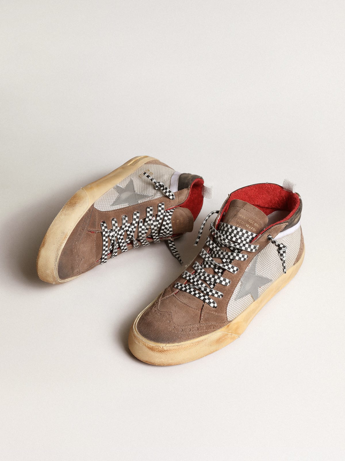 Mid Star in rete e suede con stella in pelle argento