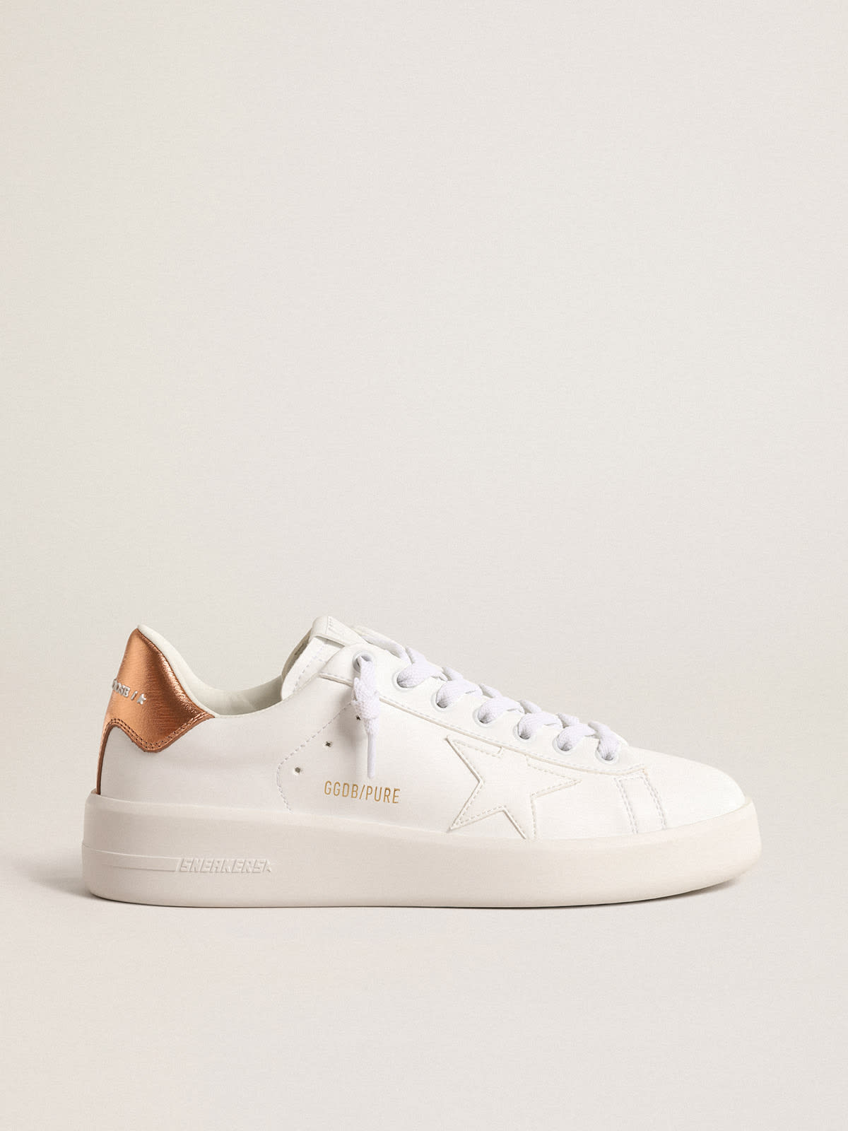 Purestar bio-based con talloncino in pelle laminata color bronzo