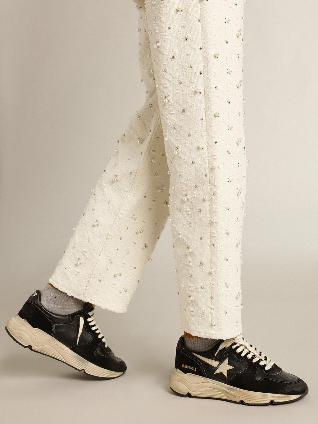 Running Sole Donna in nappa e suede neri con stella bianca