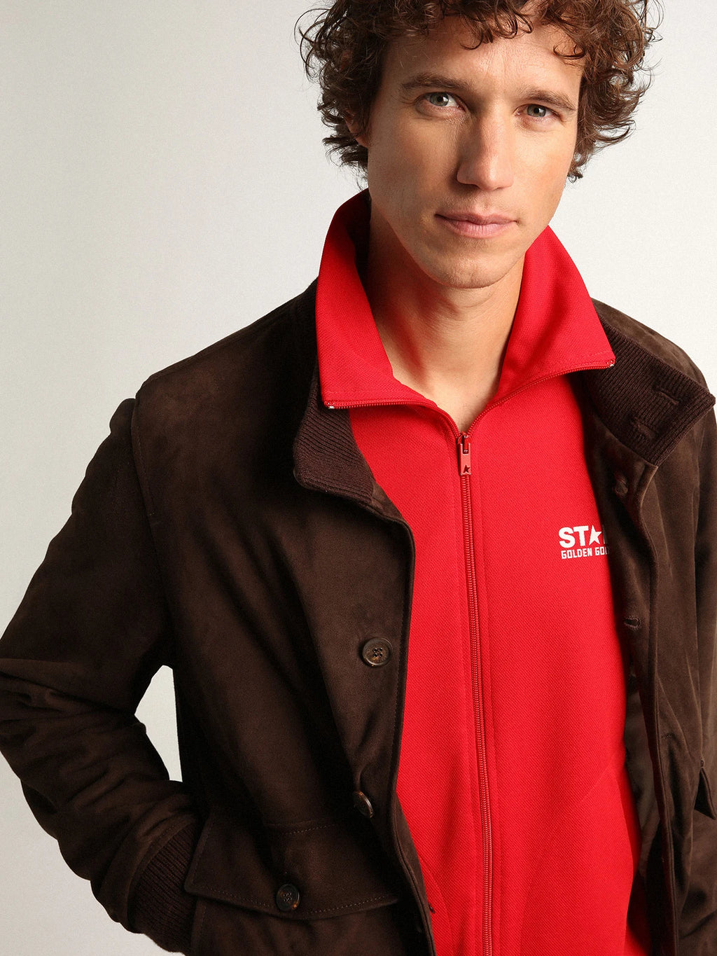 Giacca valstar Collezione Golden in suede di colore marrone scuro
