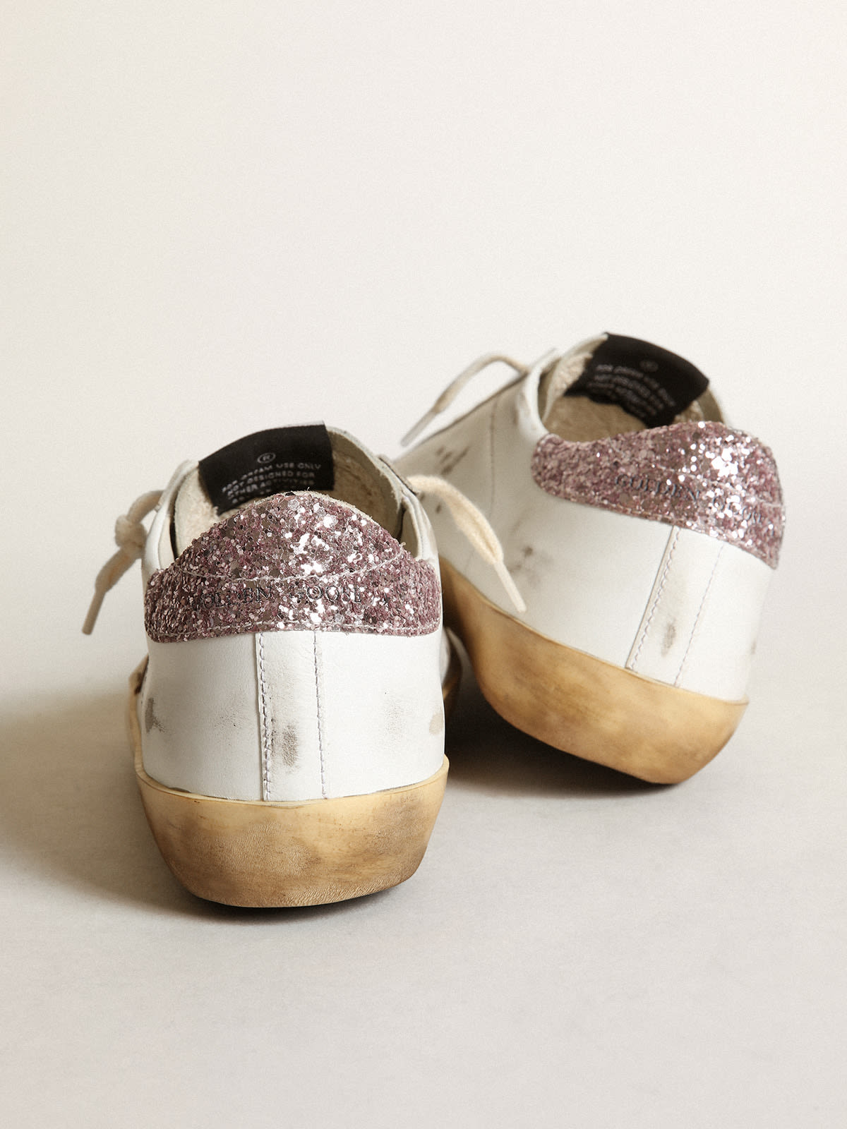 Super-Star con stella color cuoio e talloncino in glitter rosa