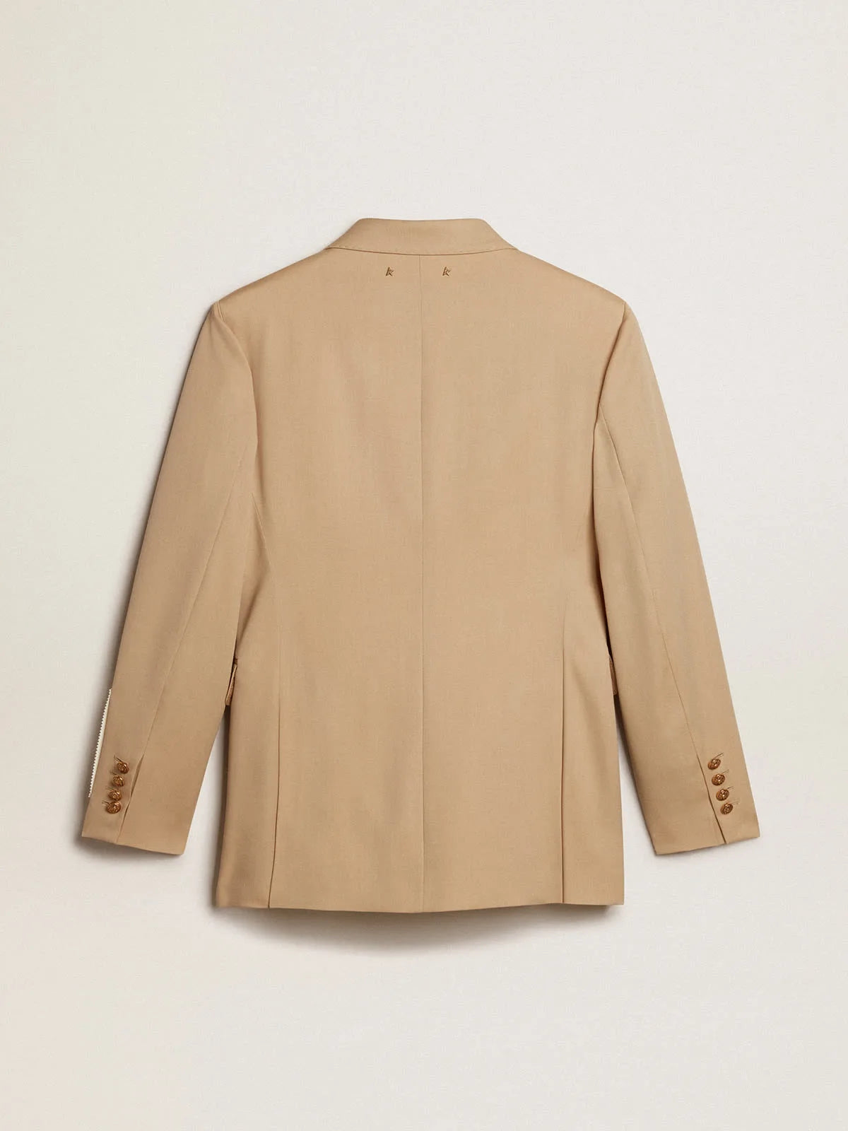 Blazer doppiopetto donna color sabbia con bottoni araldici dorati