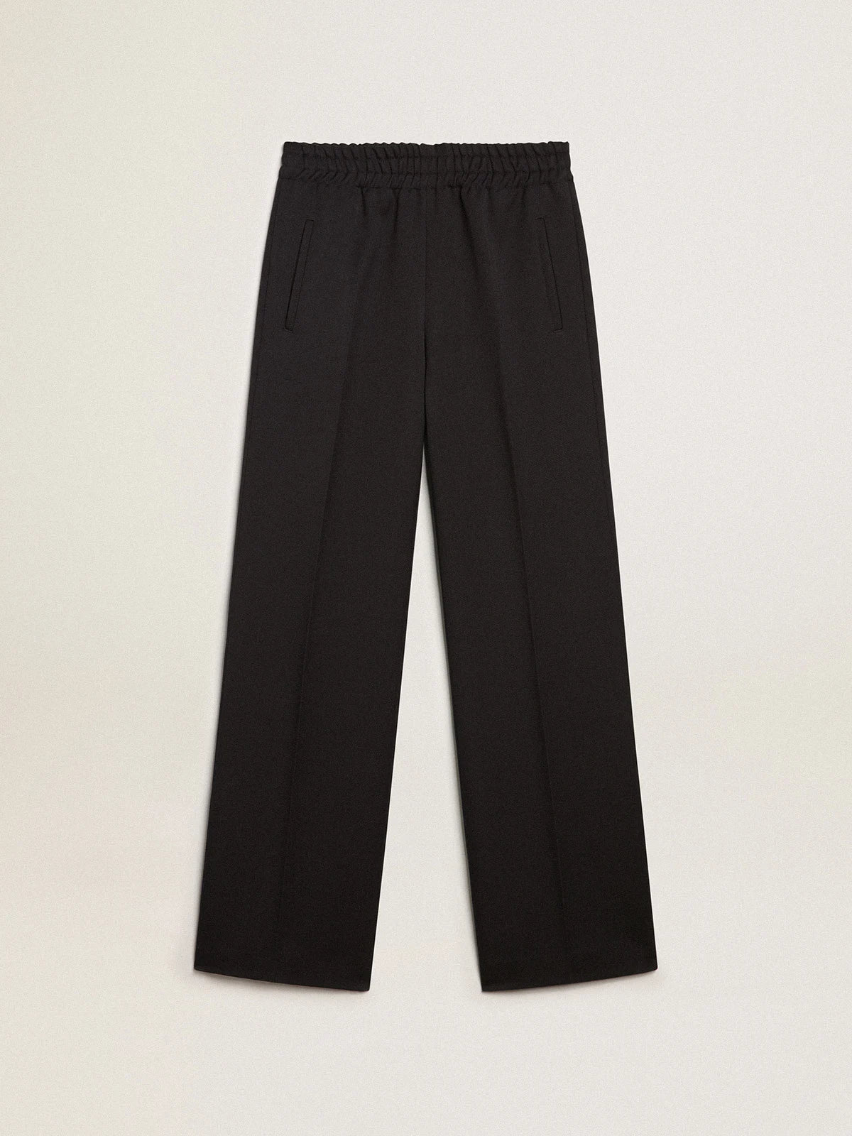 Pantalone jogging in gabardine di lana color blu scuro