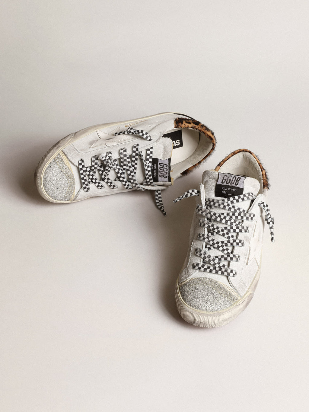 Sneaker Super-Star LAB con stella in pelle bianca e punta in cristalli Swarowski