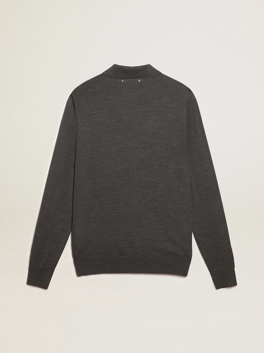 Polo maniche lunghe da uomo in lana merino di colore grigio