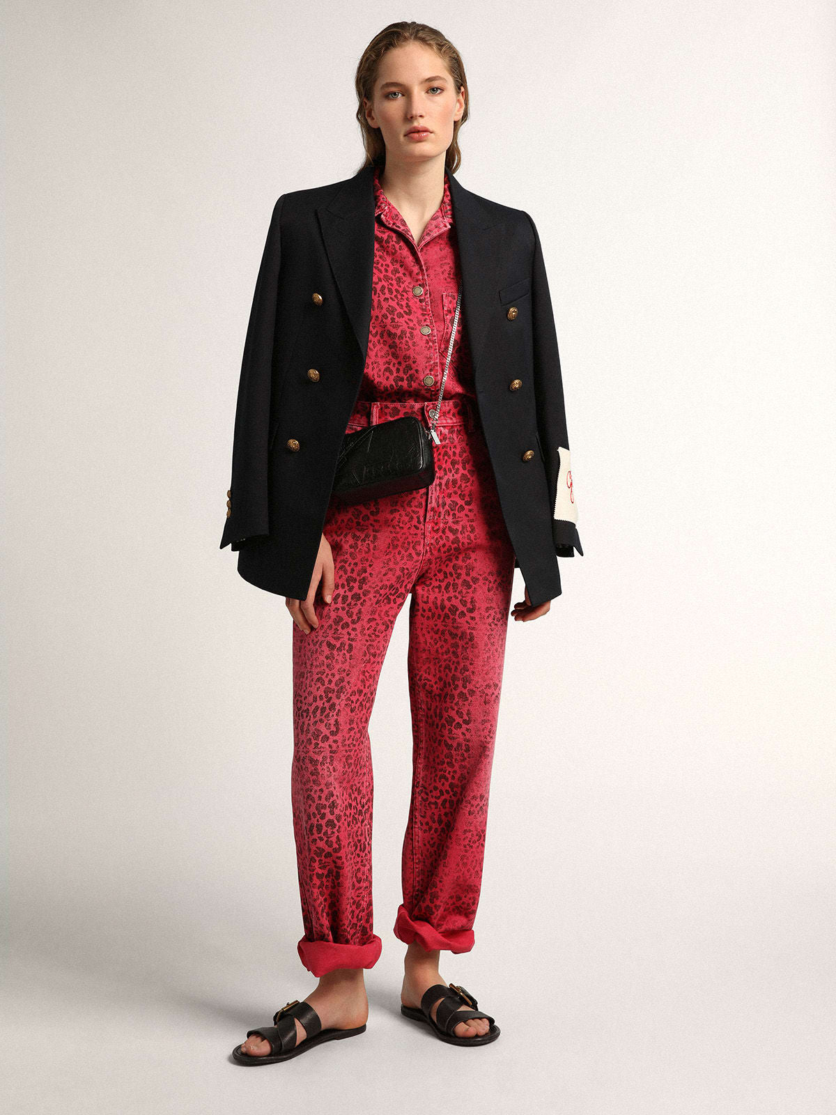 Sandali bassi Margaret in pelle resinata nera