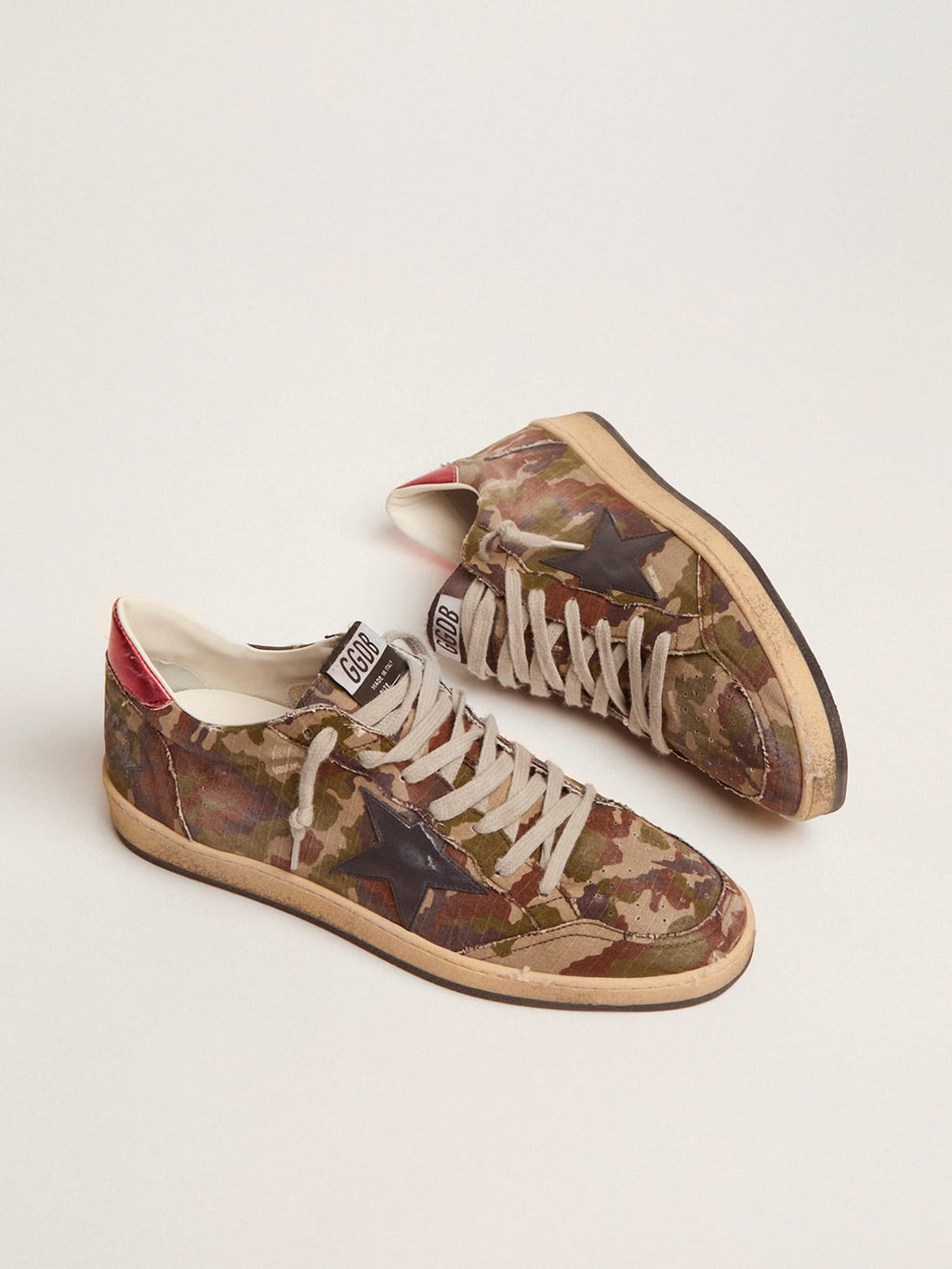 Sneaker Ball Star in tessuto ripstop camouflage con stella in pelle blu notte e talloncino in pelle laminata rossa