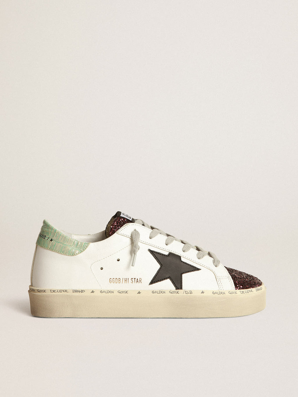 Sneakers Hi-Star bianche con inserto in glitter e stella nera
