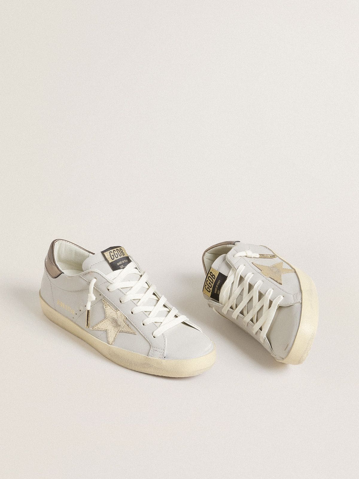 Super-Star with crackle leather star and metallic foiled leather heel tab
