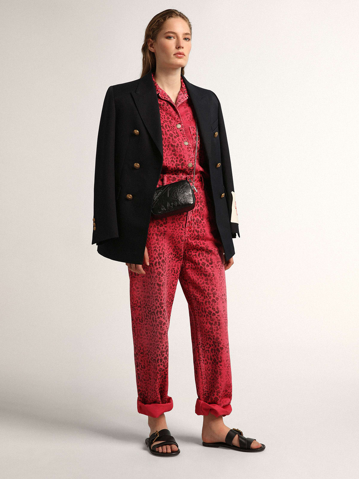 Borsa Mini Star Bag in pelle lucida nera e stella ton sur ton