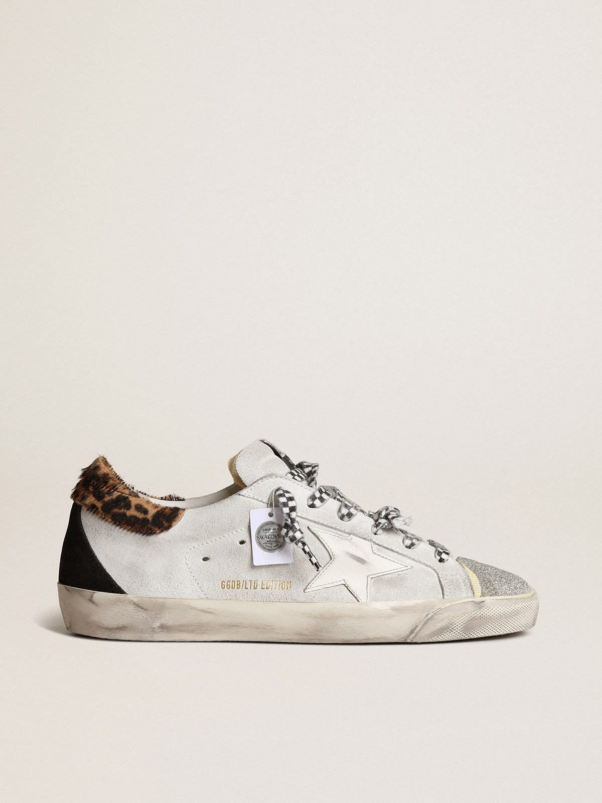 Sneaker Super-Star LAB con stella in pelle bianca e punta in cristalli Swarowski