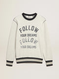 Felpa girocollo color grigio con scritta