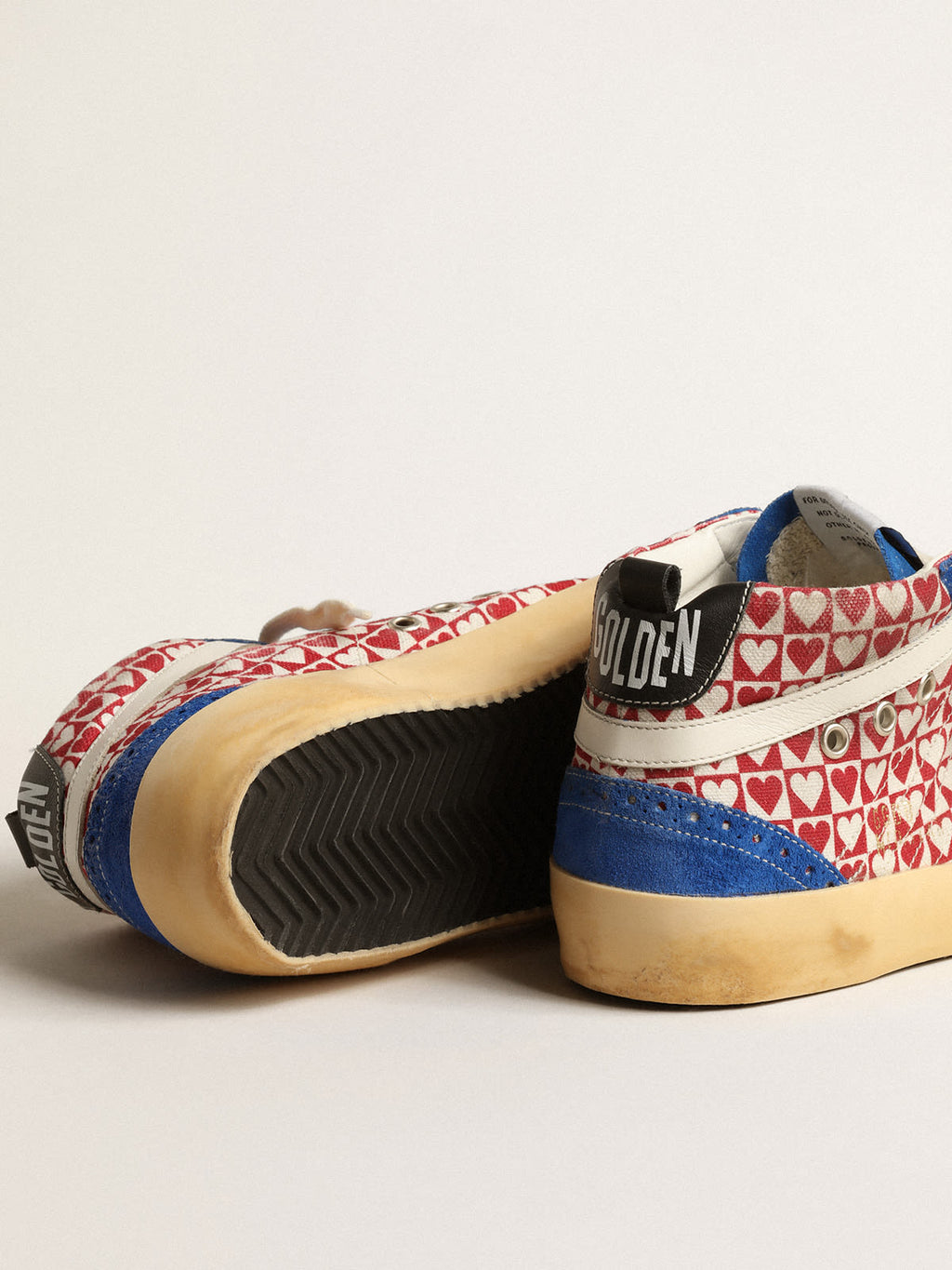 Mid Star Donna in canvas con stampa a cuori e stella argento