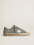 V-Star in suede verde militare con stella in pelle laminata