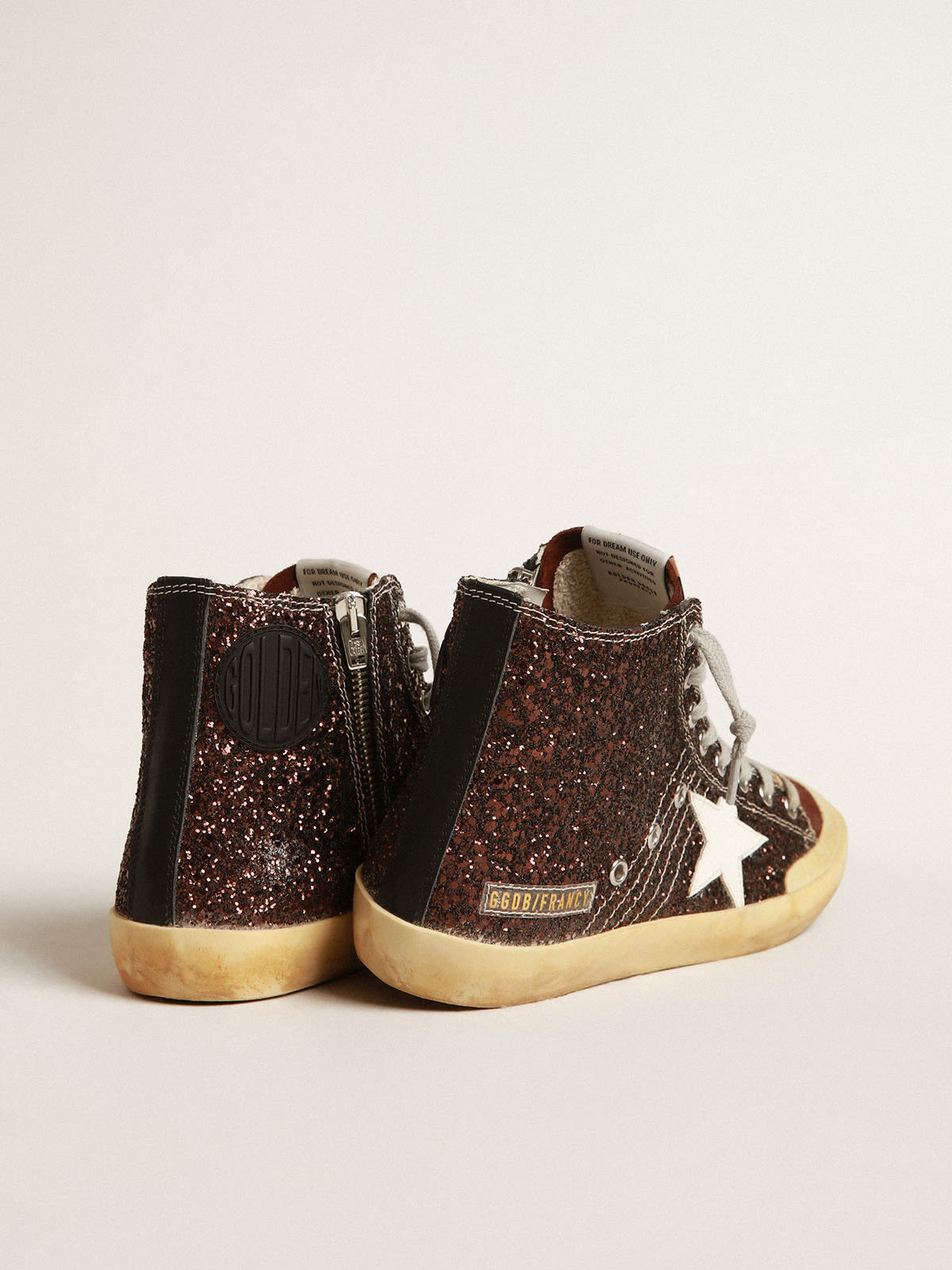 Francy Penstar in glitter marroni con stella in pelle bianca