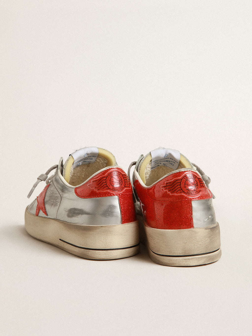 Stardan Donna in pelle laminata con inserti in glitter rossi