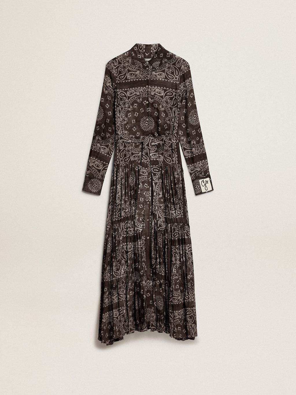 Vestito chemisier di colore antracite con stampa paisley