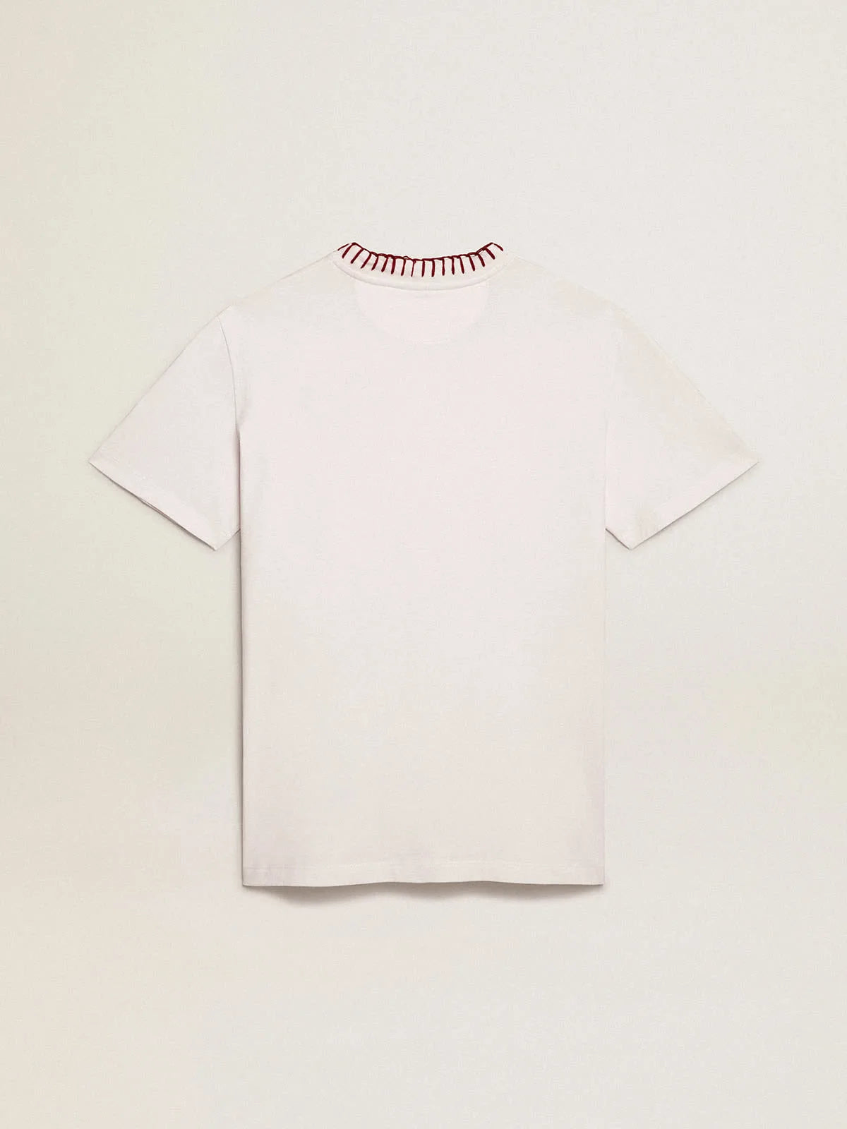 T-shirt in cotone color bianco con ricamo a mano