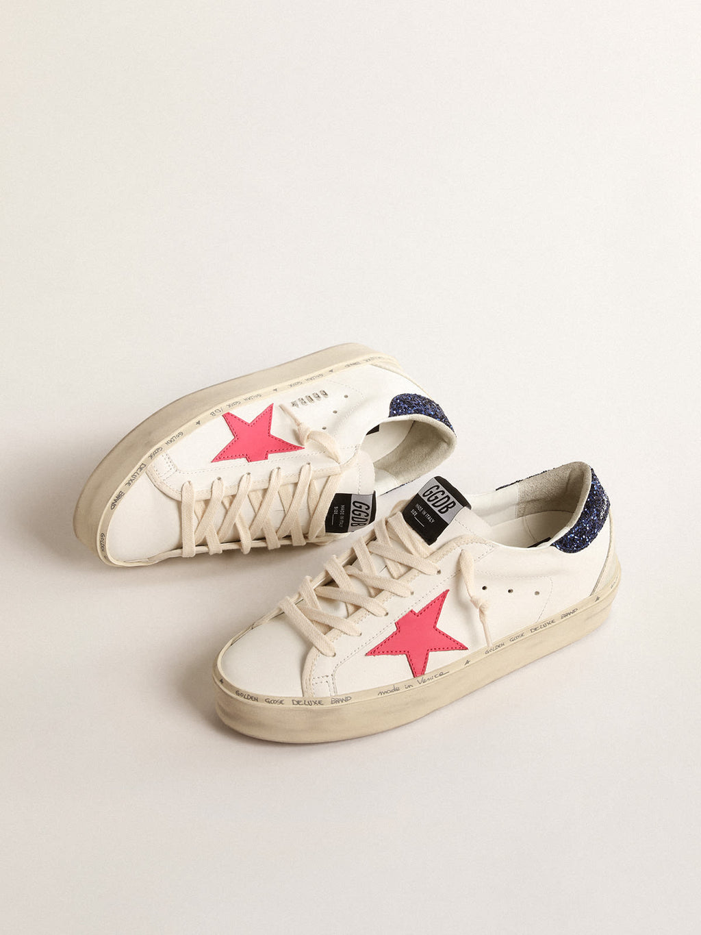 Hi Star con stella in pelle fucsia e talloncino in glitter blu