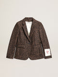Blazer monopetto Collezione Golden in lana con motivo animalier jacquard