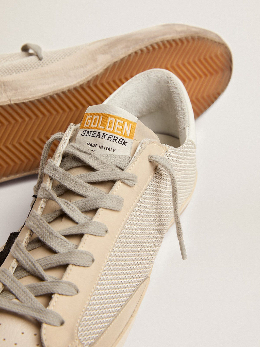 Sneakers Super-Star uomo in pelle con inserto in mesh