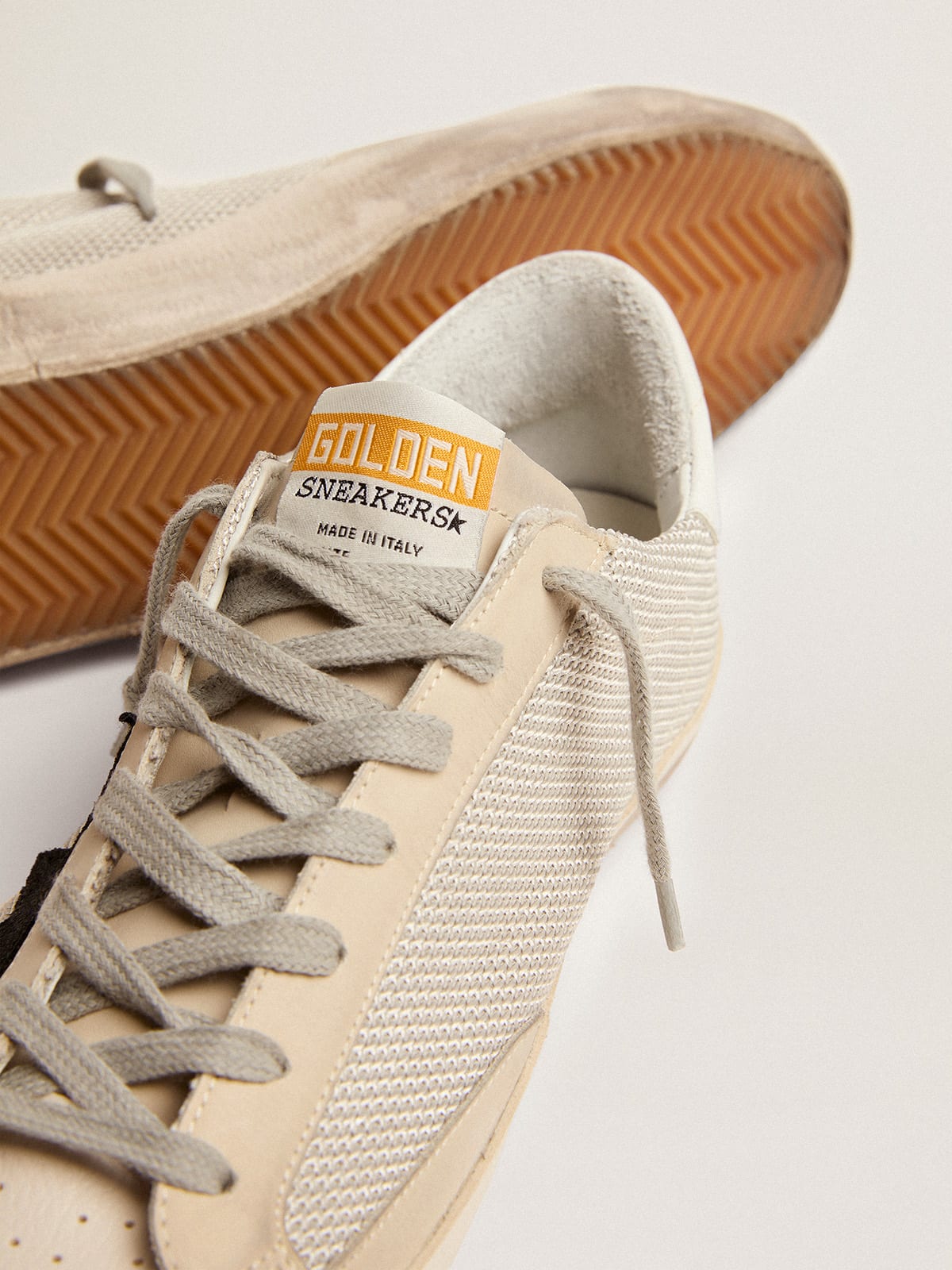 Sneakers Super-Star uomo in pelle con inserto in mesh