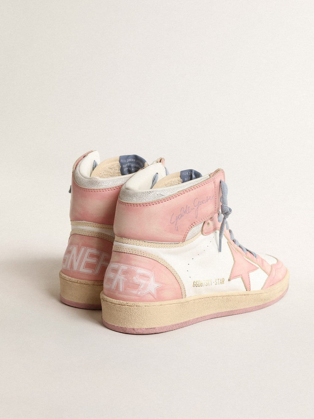 Sky-Star in nappa bianca con stella e inserti in pelle rosa
