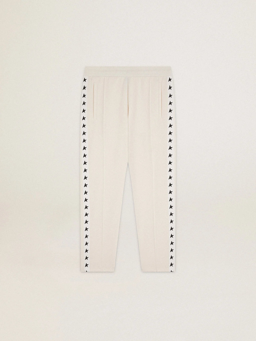 Pantalone jogging da uomo di colore bianco con stelle nere sui lati