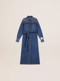 Vestito chemisier in denim Collezione Golden con cintura in vita