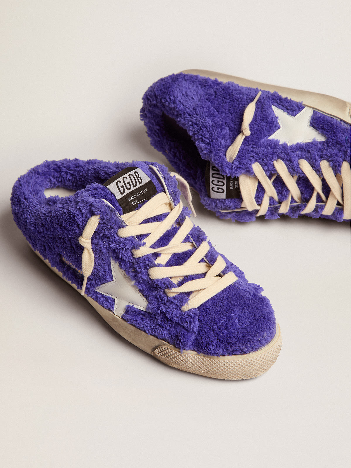 Sabot Super-Star in spugna color royal blue con stella in pelle bianca