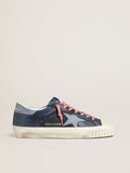 Super-Star in navy-blue leather with light blue leather star and heel tab
