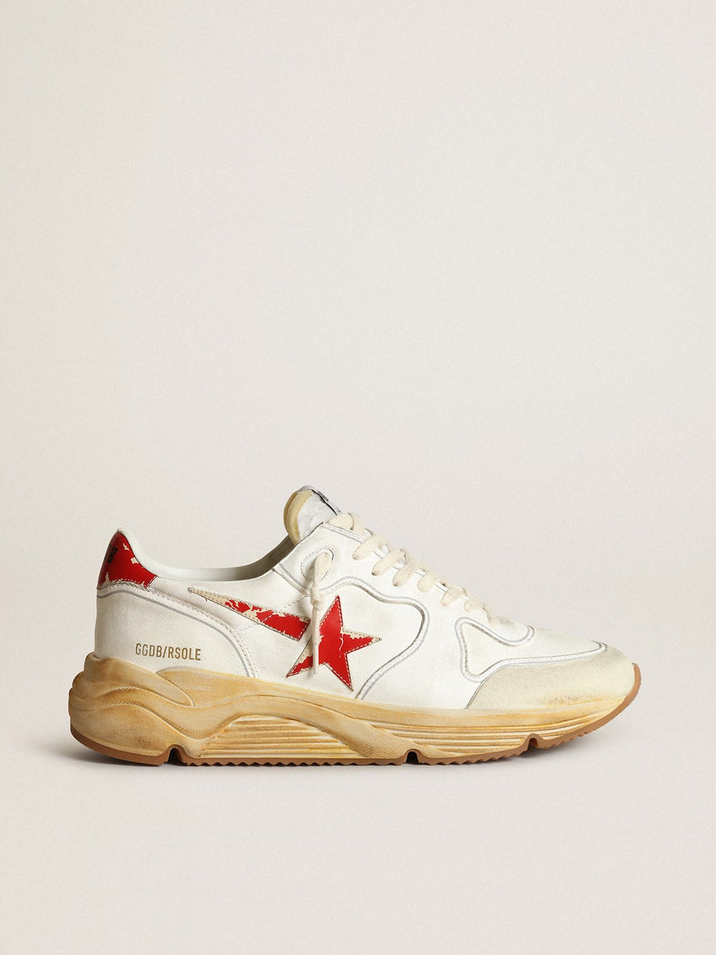 Sneaker Running Sole con stella e talloncino in pelle con stampa digitale rossa