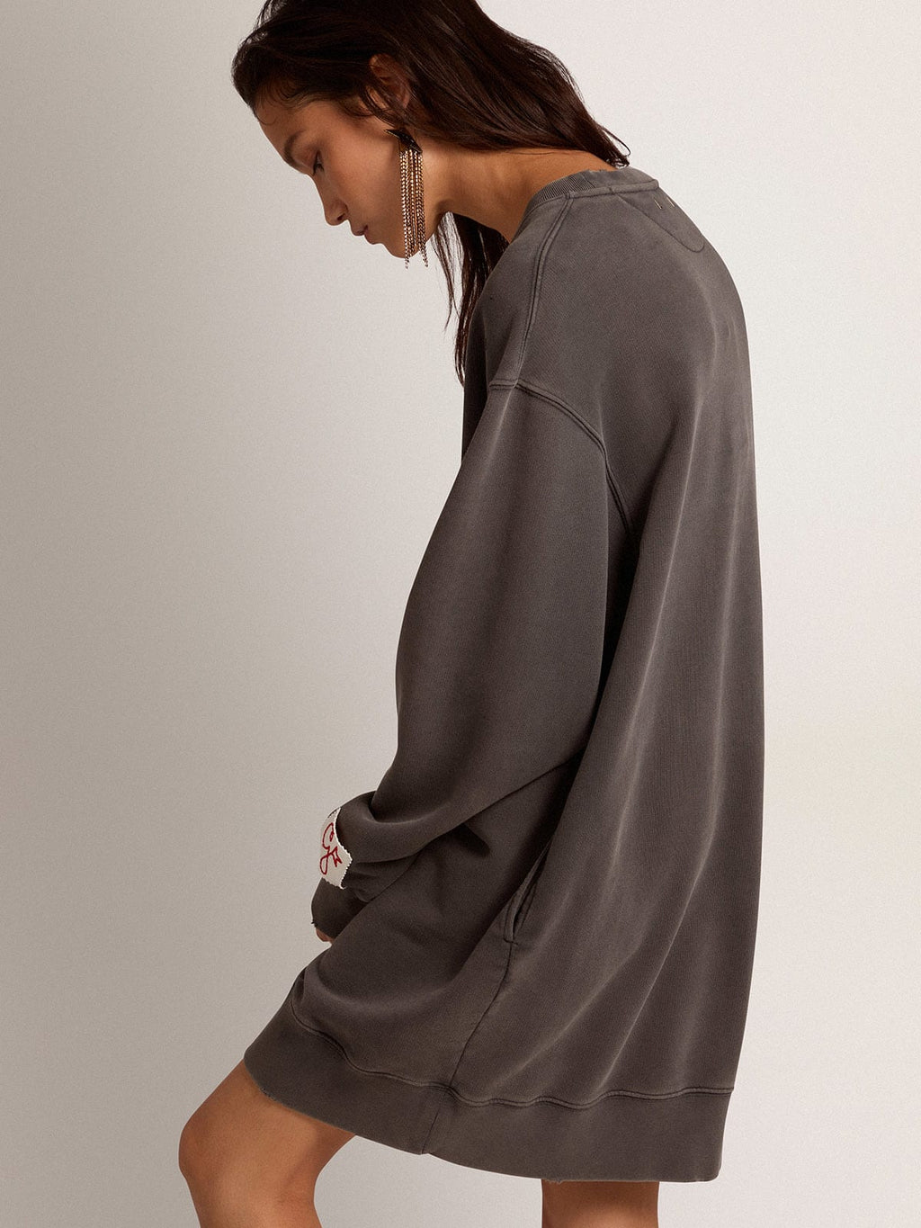 Vestito felpa con logo di colore grigio antracite