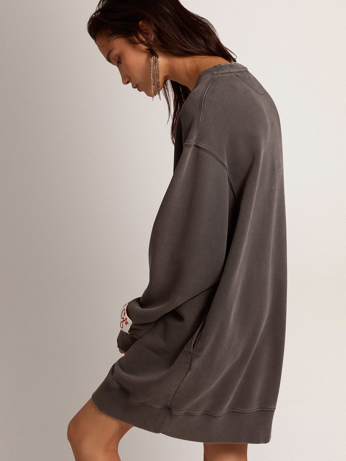 Vestito felpa con logo di colore grigio antracite