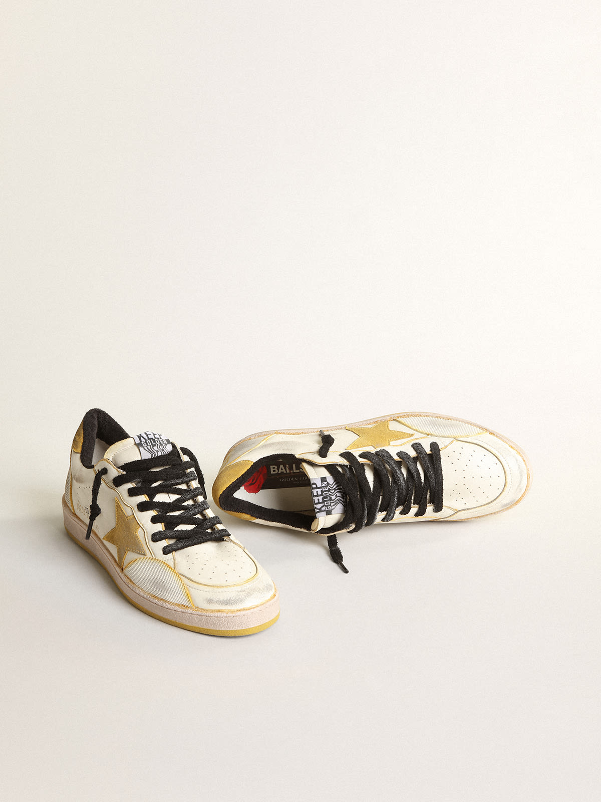 Ball Star Pro Donna in nappa color crema con inserti in gomma