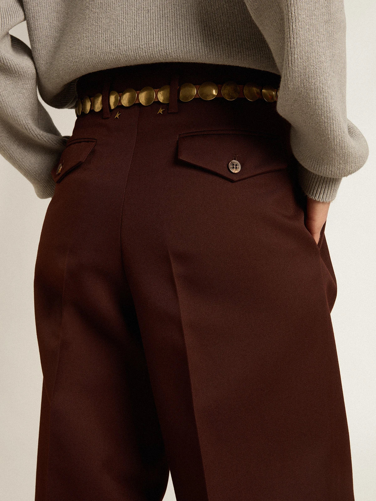 Pantalone Flavia Collezione Journey in gabardine di lana color chicory coffee