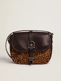 Borsa Rodeo Bag medium in pelle nera e cavallino leopardato