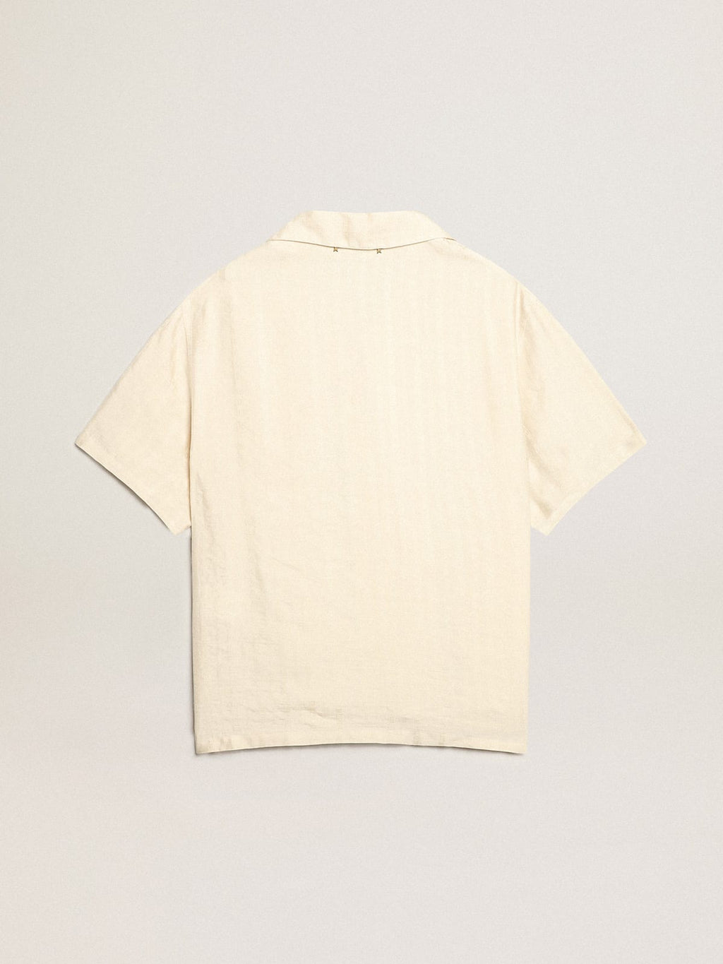 Camicia maniche corte in lino di color pergamena