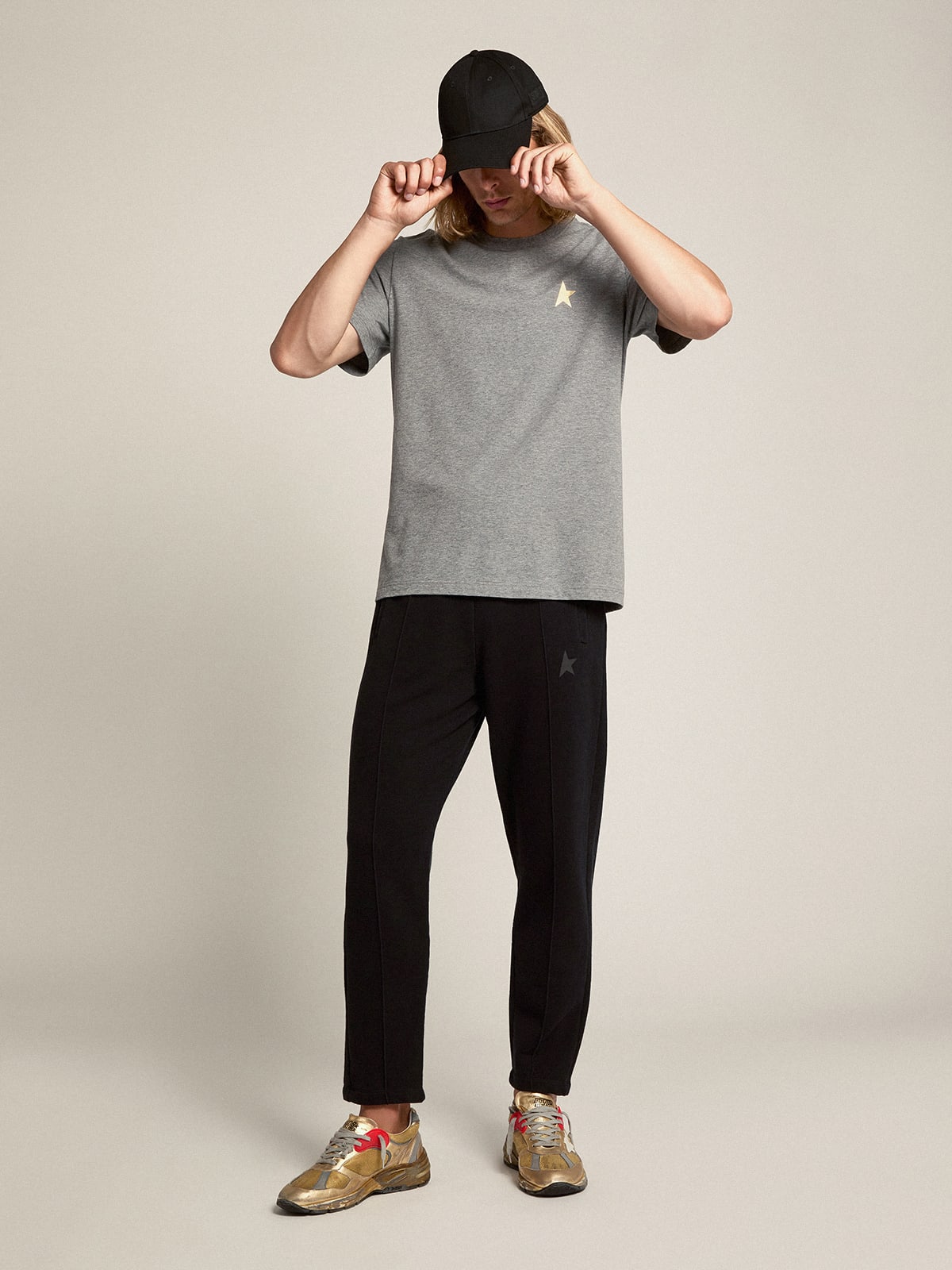 Pantalone jogging da uomo di colore nero con stella sul davanti