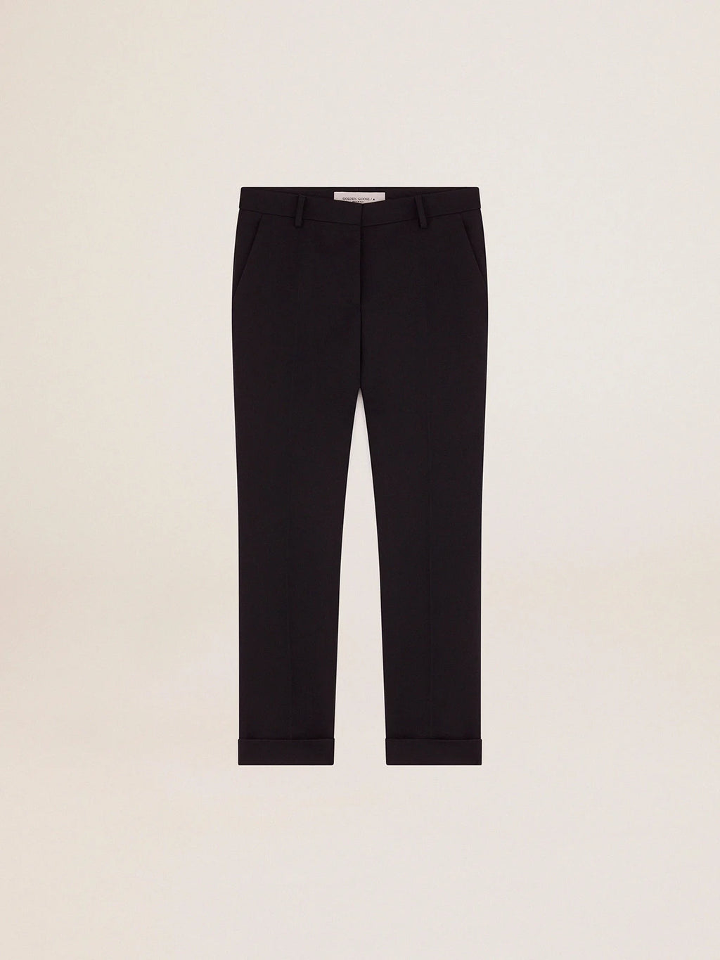 Pantalone a sigaretta Collezione Golden in lana blu scuro