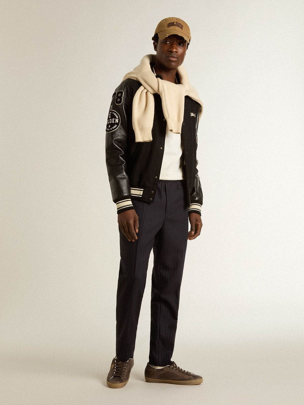 Men’s Super-Star with star and heel tab in brown lived-in effect leather