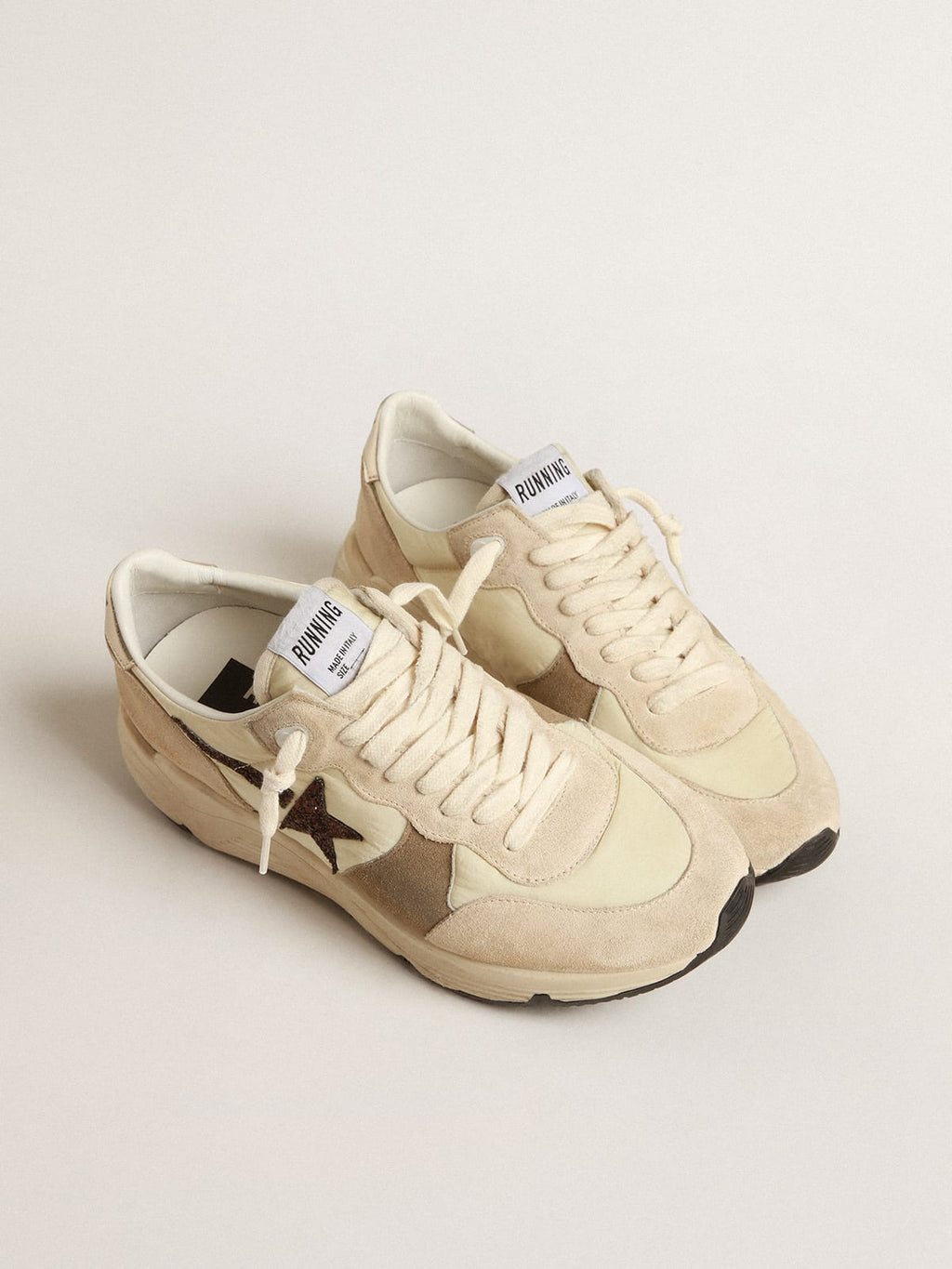 Running Sole LTD in nylon e suede crema con stella in glitter