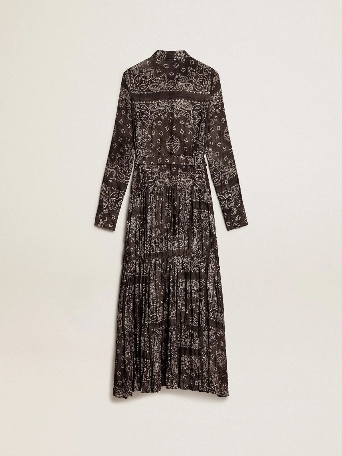 Vestito chemisier di colore antracite con stampa paisley